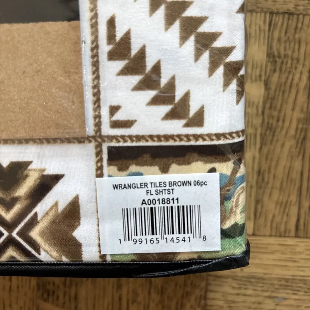 Wrangler FULL Tiles Horse Aztec Boots 6pc Sheets Set Western Cowboy Longhorn NEW